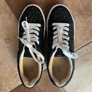 Betsey Johnson Black Rhinestone Sneakers, size 7